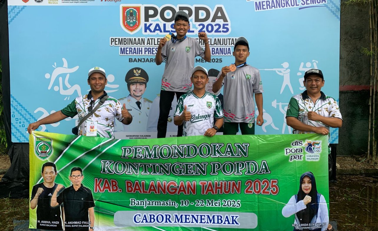 Atlet cabor menembak Balangan usai mendapatkan medali pada POPDA 2025. KATAKUNCI/ah