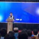 Bupati HST Syamsul Rizal saat memberikan sambutan pada acara pelantikan DPD KNPI HST. KATAKUNCI/MR
