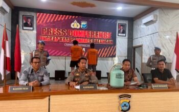 Polres Balangan saat melaksanakan konferensi pers di Mapolres setempat, Kamis (16/10/2025). KATAKUNCI/AH