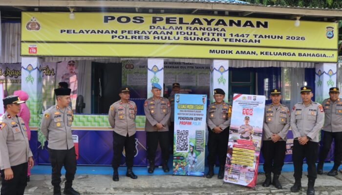 Kapolres HST Cek Pos Pengamanan dan Pelayanan untuk Mudik Idulfitri 1447 H dalam Operasi Ketupat Intan 2026