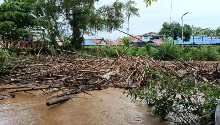 Tumpukan Ranting Tersendat di Bawah Jembatan Dharma, Warga Barabai Minta Segera Ditangani