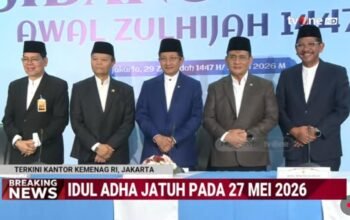 Kemenag Tetapkan 1 Zulhijah 1447 H Jatuh 18 Mei, Idul Adha Rabu 27 Mei 2026