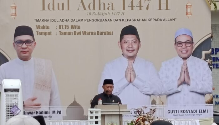 Ribuan Warga HST Gelar Sholat Idul Adha di Lapangan Dwi Warna Barabai