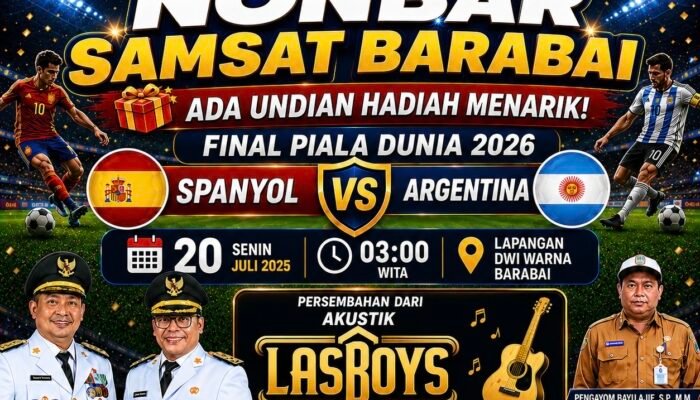 Samsat dan Pemkab HST Gelar Nobar Final Piala Dunia, Warga Lunas Pajak Kendaraan Berkesempatan Raih Doorprize