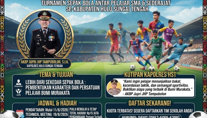 Kapolres HST Cup 2026 Resmi Dibuka, Turnamen Sepak Bola Antar Pelajar Siap Bergulir di HST