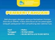 Akibat Perbaiki pompa distribusi 33KW, layanan air bersih dari PT AMSB terhenti